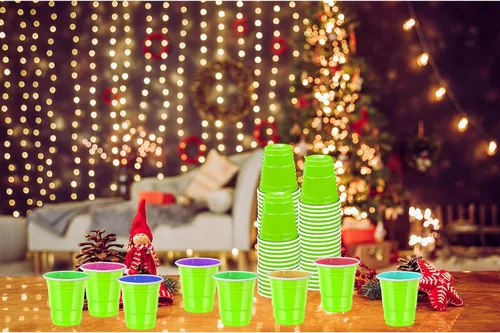 Miniatura 7 de 120 vasos de chupito de plástico verde fluorescente de 2 onzas, vasos de chupito verdes del día de San Patricio, desechables para beber