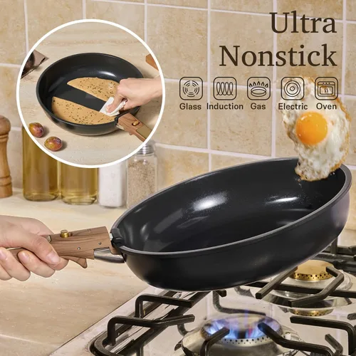 Miniatura 3 de CAROTE Juego de utensilios de cocina de cerámica de 15 piezas, juego de ollas y sartenes antiadherentes, juego de cocina de cocina con mango