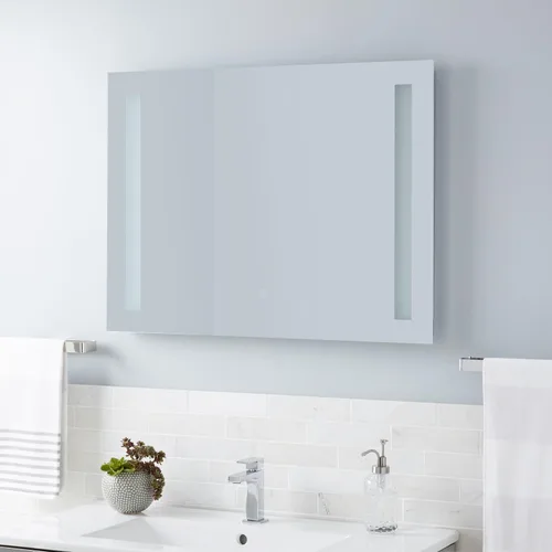 Miniatura 6 de Signature Hardware 442982 Curie Espejo de baño rectangular con luz LED sin marco de 32 pulgadas de ancho x 24 pulgadas de alto, sensor de movimiento