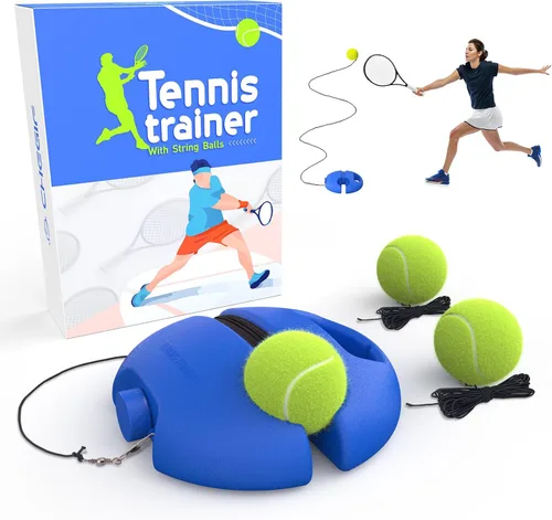 Miniatura 11 de Tennis Trainer Rebound Ball with 3 String Balls, Portable Tennis Training Tool Suitable for Beginners Sport Exercise-Blue