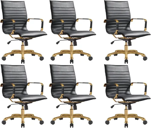 Miniatura 18 de LeisureMod Harris - Silla de oficina ejecutiva ergonómica moderna, silla de escritorio de piel con respaldo alto con altura ajustable, control