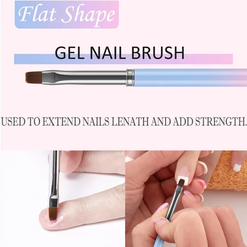 Miniatura 3 de Cepillos de limpieza para arte de uñas, 3 piezas de cepillos de uñas de gel planos/ovalados/de ángulo fino, para diseño de arte de uñas, pintura DIY