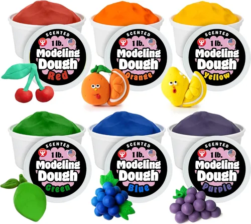 Hygloss Productos Masa de juego, segura y no tóxica para artes y manualidades, aprender y jugar, perfumada, 1 libra de 6 colores, 6 libras total 6