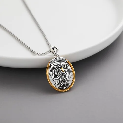 Miniatura 155 de Collar de plata de ley 925 con medalla de San Patrón, colgante de protección católica, amuleto, joyería religiosa para hombres y mujeres