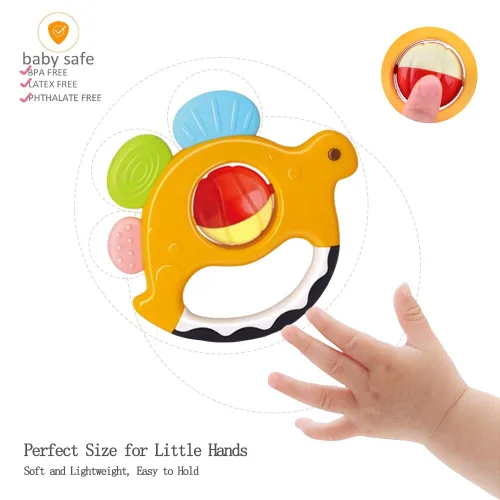 Miniatura 5 de Yiosion Juego de mordedores de sonajero para bebé, juguete musical giratorio para educación temprana, regalos de ducha sensorial para bebés de 3, 6