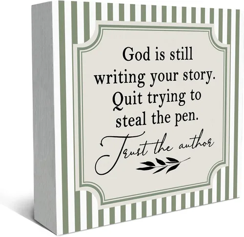 Miniatura 14 de SRADMO God Is Still Writing Your Story, decoración de versículos bíblicos para sala de oración, caja de madera negra cristiana para oficina en casa