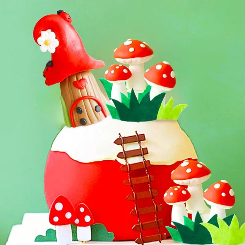 Miniatura 7 de Decoración de pastel de hongos del bosque de hongos Woodland Baby Shower,decoración de pastel de bosque de mariquita de setas decoración de pastel