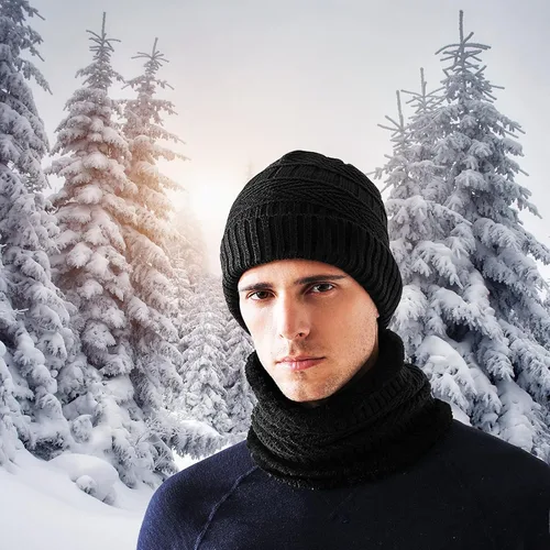 Miniatura 3 de Paquete de 5 guantes de gorro, bufanda para mujeres y hombres, incluye gorros, bufanda de vellón, guantes de punto, calentador de cara de esquí