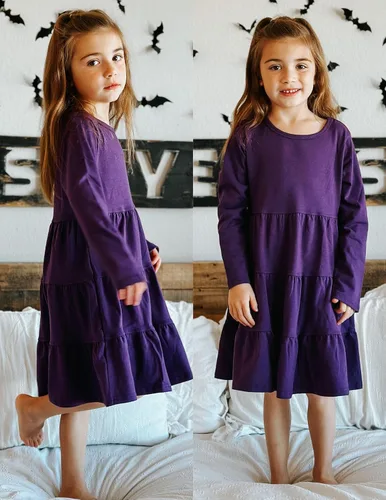 Miniatura 6 de Arshiner Vestido de manga larga para niña con volantes, tipo túnica