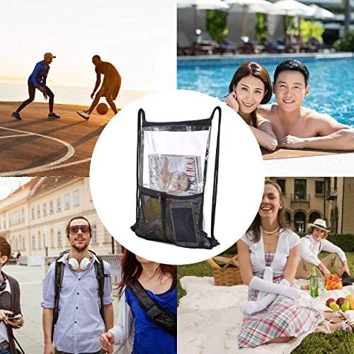Miniatura 7 de Clear Drawstring Backpack - Stadium Approved String Cinch Bag for Gym, Concerts, Clear Bag with Adjustable Straps Transparent