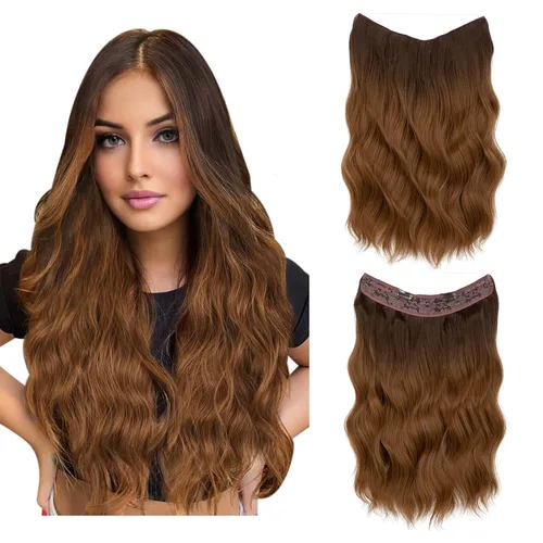 Miniatura 24 de SARLA Extensión de Cabello con Alambre Invisible con 3 Clips Pieza de Cabello Sintética Corta de Ondas de Playa Diadema Transparente Ajustable