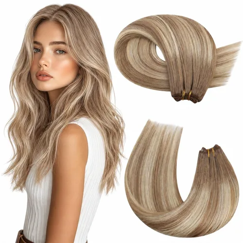 Miniatura 42 de Moresoo - Extensiones de cabello humano real cosidas, Remy, lacio, doble trama, color negro jet, 14 pulgadas, 3.53 onzas