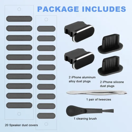 Miniatura 6 de Tapón antipolvo para iPhone, cubierta de altavoz para iPhone con kit de limpieza para iPhone 14 pro max/14 pro/14/13 pro max/13 pro max/13