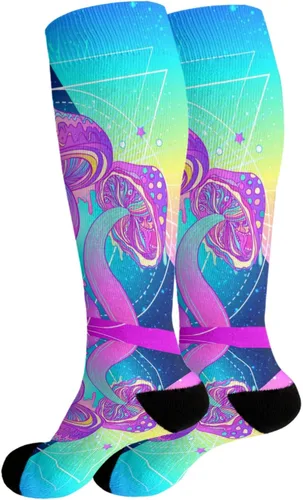 Miniatura 2 de Planta, hongos divertidos, hongos mágicos, calcetines de media pantorrilla, calcetines para botas para mujer, calcetines de altura hasta la rodilla