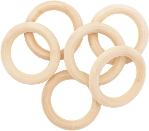 Miniatura 2 de Mandala Crafts Suministros de anillos de macramé de madera de 1.575 pulgadas, 70 círculos de madera natural sin terminar para la fabricación de joyas