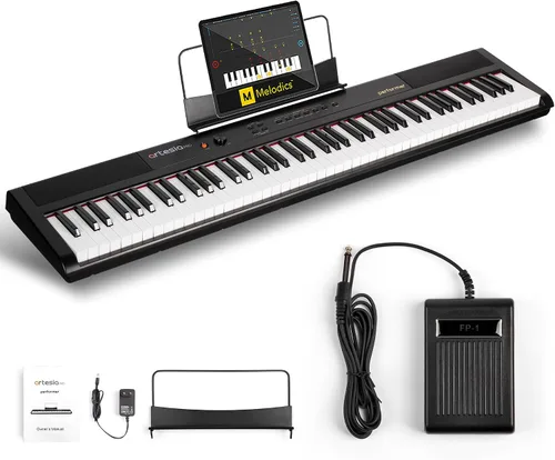 Artesia Teclado de Piano Portátil de 88 Teclas con Peso, Teclado de Piano Digital de 88 Teclas con Teclas de Velocidad Sensible de Tamaño Completo,
