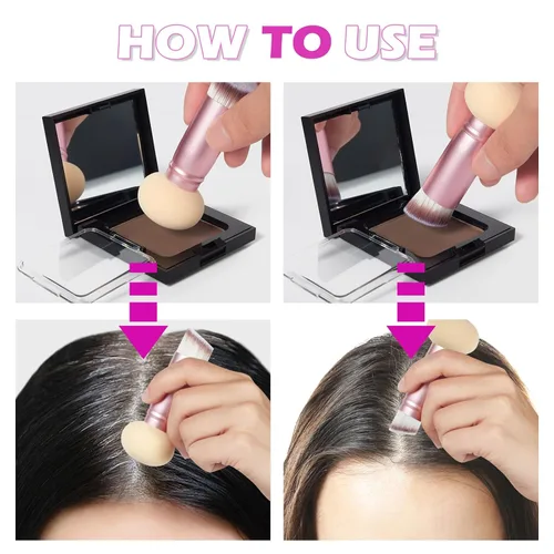 Miniatura 7 de Acomler Tinte para retoque de raíz, cobertura instantánea de raíz, polvo de línea capilar negra, fibras de cabello gris para adelgazamiento, polvo