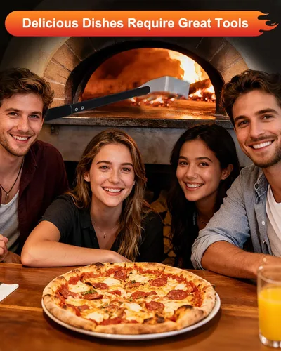 Miniatura 9 de 6 piezas de cáscara de torneado de pizza, cáscara de pizza perforada de 9 y 12 pulgadas, cepillo para pizza, rastrillo de cenizas, tenedor giratorio