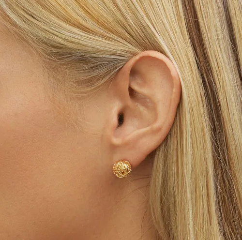 Miniatura 2 de Aretes de oro con nudo de amor para mujeres y niñas Barzel - Aretes de tuerca chapados en oro de 18 quilates con nudo de amor de 0.394 in