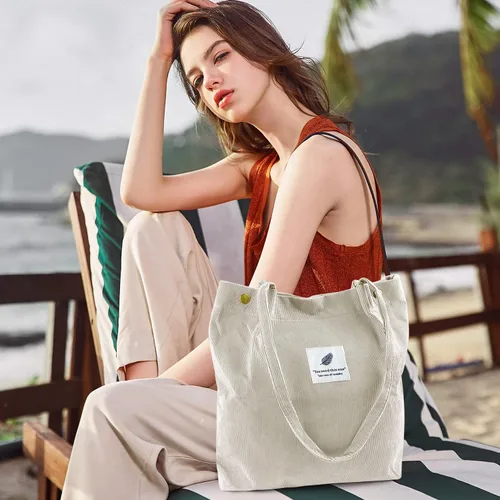 Miniatura 76 de Ayieyill - Bolsa de pana para mujer y niña, con correa de lona para colgar al hombro, bolsa con bolsillo