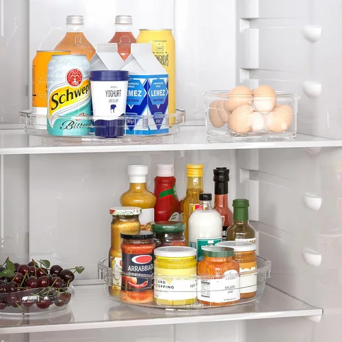 Miniatura 3 de LAMU Paquete de 4 Organizadores Lazy Susan, Plataforma Giratoria Lazy Susan Transparente para Gabinete, Refrigerador, Superficie de Mesa, Cocina
