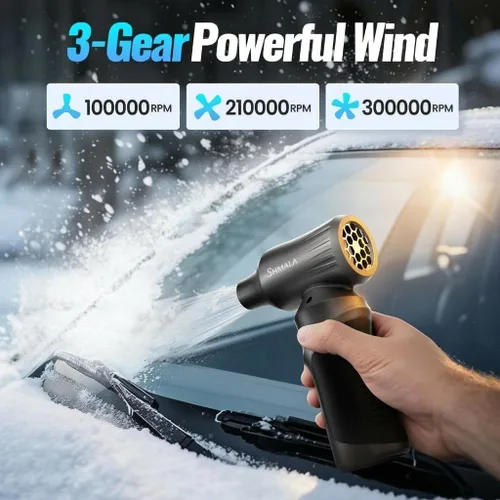 Miniatura 3 de Plumero de aire comprimido: plumero de aire inalámbrico súper potente de 300,000 RPM, motor sin escobillas recargable, ajustable de 3 velocidades