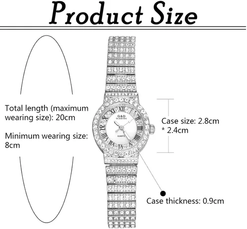 Miniatura 2 de Avaner Reloj de pulsera analógico de cuarzo con diamantes de imitación para hombre con correa de acero inoxidable para disfraz de Halloween