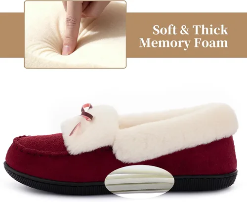 Miniatura 4 de RockDove Pantuflas tipo mocasín de microgamuza con forro de piel sintética para mujer