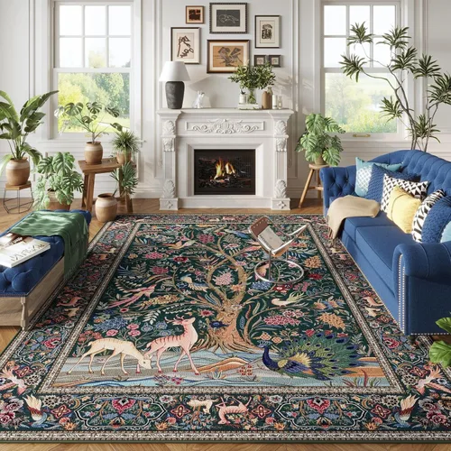 Miniatura 28 de Rugcomf Alfombra de pasillo lavable para cocina 2'6''x8' Alfombra de pasillo para entrada interior floral antideslizante alfombra suave para Azul