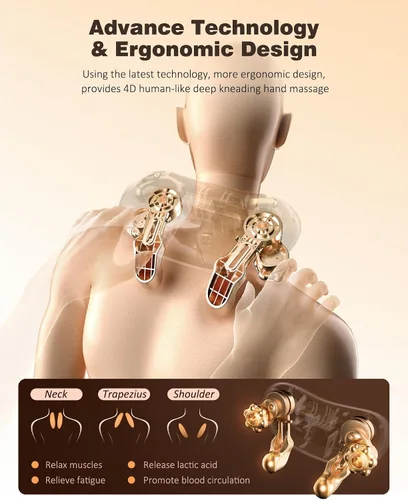Miniatura 8 de KNQZE Masajeador de cuello y hombros con calor, regalo del día del padre, masajeador inalámbrico de espalda y cuello, calentamiento de grafeno