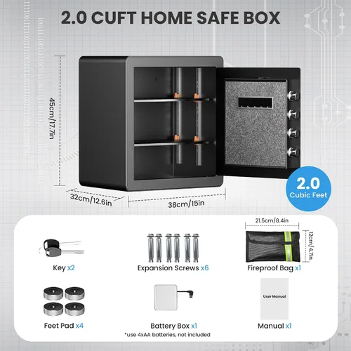 Miniatura 3 de Locksworth Caja de seguridad electrónica antirrobo de 2.0 pies cúbicos, con bolsa impermeable ignífuga para objetos de valor de dinero, caja