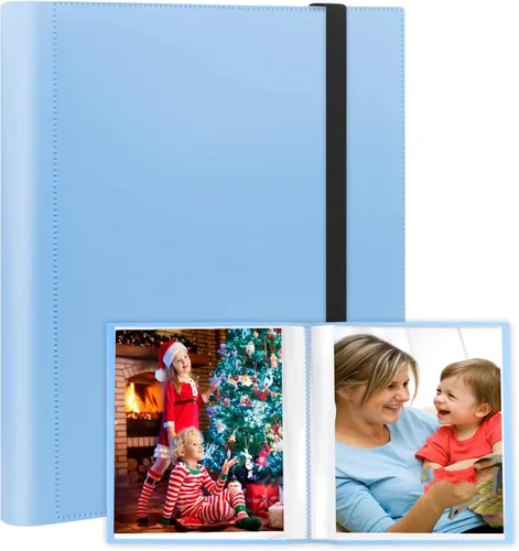 Miniatura 11 de Aevdor Álbum de fotos de 8.5 x 11 pulgadas con capacidad para 68 fotos, carpeta de arte para fotos de 8.5 x 11 pulgadas, carpeta con fundas de Negro