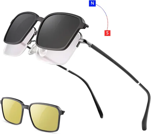 Miniatura 4 de Gafas de lectura multifocales progresivas para hombres y mujeres, lector de luz azul con 2 imanes, polarizados, clip 2 en 1