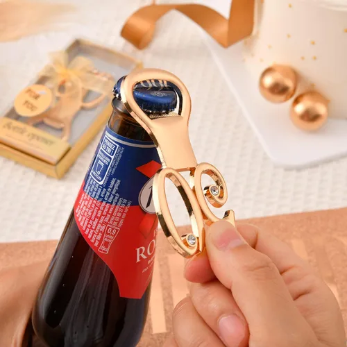 Miniatura 3 de 50 recuerdos dorados de fiesta de cumpleaños número 50 con diamantes de imitación, perfectos para invitados, 50 abridores de botellas de cerveza