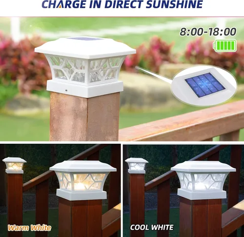 Miniatura 7 de APONUO - Luces solares para postes de 8 unidades con batería de 1000mAh - para vallas de 4 x 4, 5 x 5, 6 x 6, tamaño más grande y mayor duración, 2