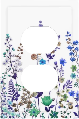 Miniatura 114 de Cubierta de Interruptor de Luz de 1 Gang con Flores Silvestres Bohemias, Hierbas, Floral, Decorativa, Planta Botánica, Naturaleza, Acuarela, Placa