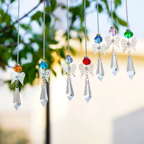 Miniatura 6 de H&D HYALINE & DORA Atrapasoles de ángel guardián de cristal, prismas colgantes de bola de arco iris para ventana (7 unidades)