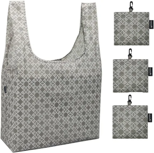 Miniatura 15 de HOLYLUCK Bolsas de comestibles reutilizables, bolsa de compras plegable resistente (estándar, 3 huellas de patas de perro)