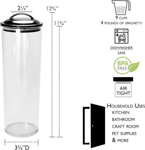 Miniatura 4 de Calypso Basics de Reston Lloyd - Recipientes de acrílico para almacenamiento, espagueti, blanco