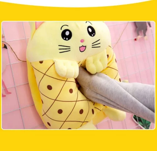 Miniatura 3 de YUDONG Juego de manta y almohada de viaje para niños, adorable almohada multifuncional 3 en 1 de felpa de frutas con diseño calentador de manos