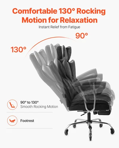 Miniatura 5 de VEVOR Silla de oficina ejecutiva con reposapiés, silla de oficina de gran tamaño de 400 libras con almohada lumbar y reposabrazos extraíbles, silla