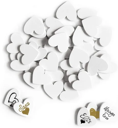 Miniatura 8 de Y&K Homish Libro de invitados de madera con corazones de madera, letrero de madera en blanco, para fiestas, paquete de 50 unidades (marrón)