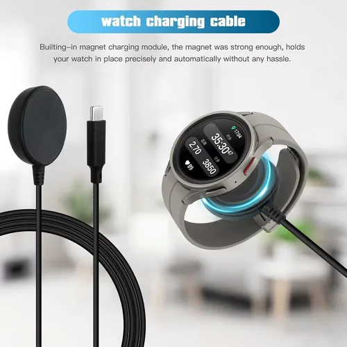 Miniatura 2 de Base de carga rápida USB C para Samsung Galaxy Watch, compatible con reloj 8/8 Classic/Ultra/7/6/6 Classic/5/5 Pro/4/4 Classic/3/Active/FE