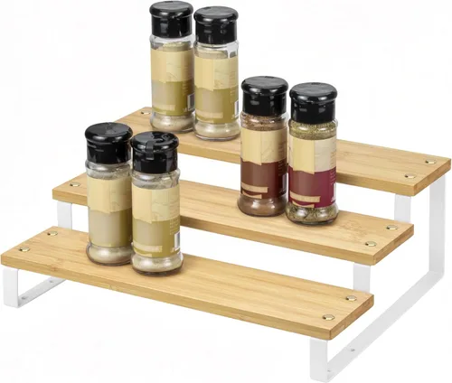 Lonian Organizador de especias de 3 niveles, estante de encimera, soporte de almacenamiento de especias para armario de cocina, armario, despensa,