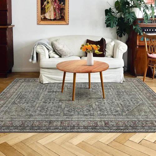 Miniatura 53 de Alfombra de área de 5 x 7, alfombra bohemia vintage, ultra suave, de pelo bajo, lavable, antideslizante, resistente a las manchas, alfombra impresa