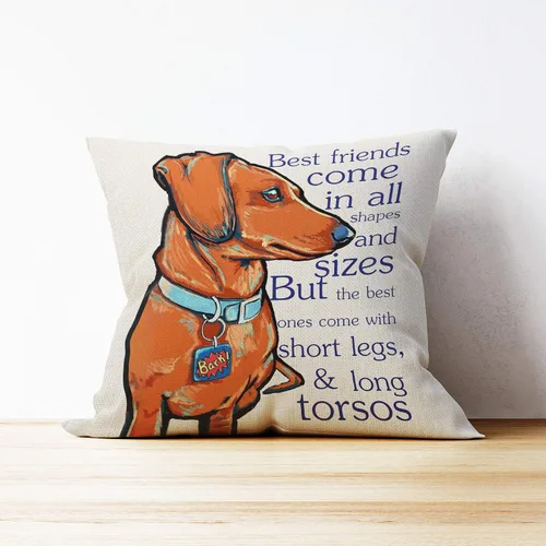 Miniatura 3 de Mancheng-zi Funda de almohada de perro salchicha – Decoración de perro salchicha – Divertidos regalos para mamá Doxie, funda de cojín de 18 x 18