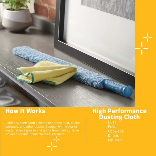 Miniatura 7 de E-Cloth Paño para quitar el polvo de alto rendimiento, plumeros de microfibra para limpieza, suministros para limpieza, paños lavables