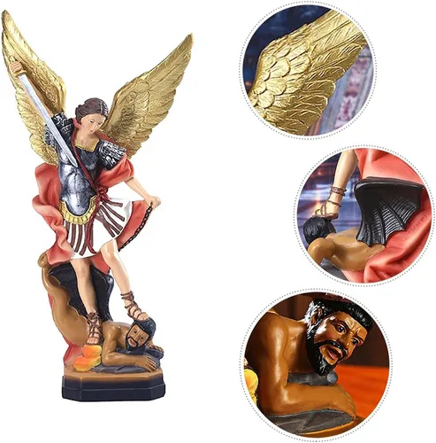 Miniatura 3 de QIANLING Estatua de San Miguel Arcángel de 8.7 pulgadas, Estatuas de Arcángel Miguel, Estatua de San Miguel Arcángel, Estatua de Miguel Arcángel Oro