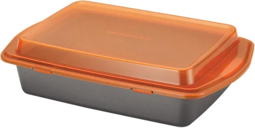 Miniatura 5 de Rachael Ray Utensilios para hornear, molde antiadherente para hornear / pasteles con tapa y agarres, rectangular, 9 x 13 pulgadas, gris Gris