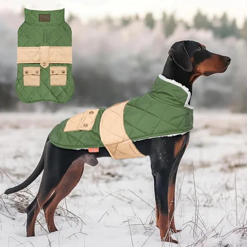 Miniatura 23 de KYEESE Abrigo para Perros Cálido Abrigo de Invierno Acolchado para Mascotas con Agujero para la Correa Chaqueta Suave para Perros con Bolsillo